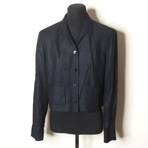Vintage Worth Dark Blue Silk Lined Blazer …